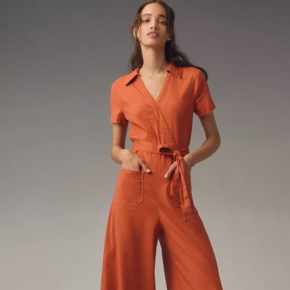 The Colette Wrap Jumpsuit by Maeve: Linen Edition
